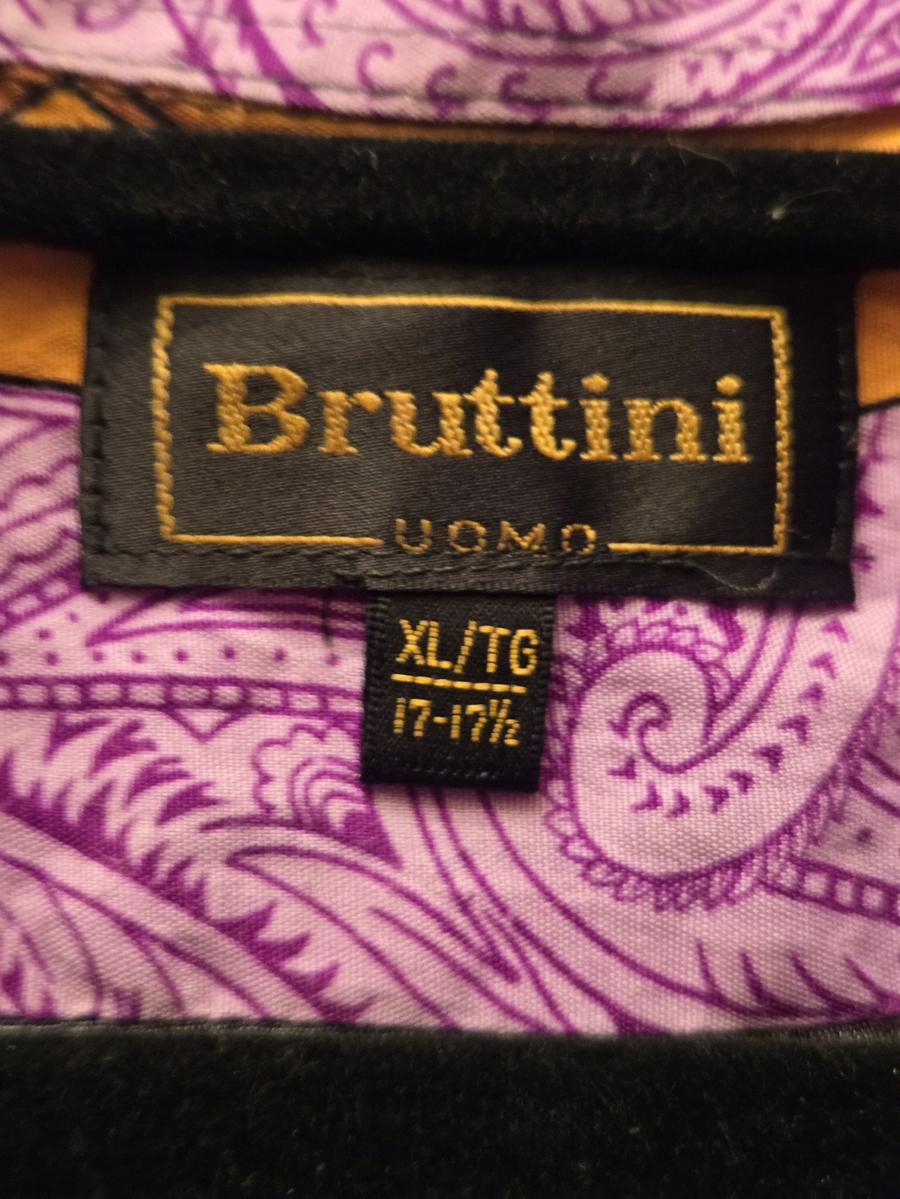 Vintage Bruttini Uomo Purple Paisley Baroque Button Up Shirt Y2K Versace Vibes - Picture 3 of 9